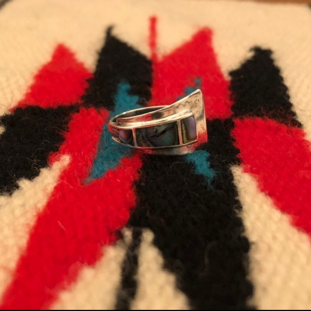 Vintage Sterling Silver Genuine Abalone Ring Size 6